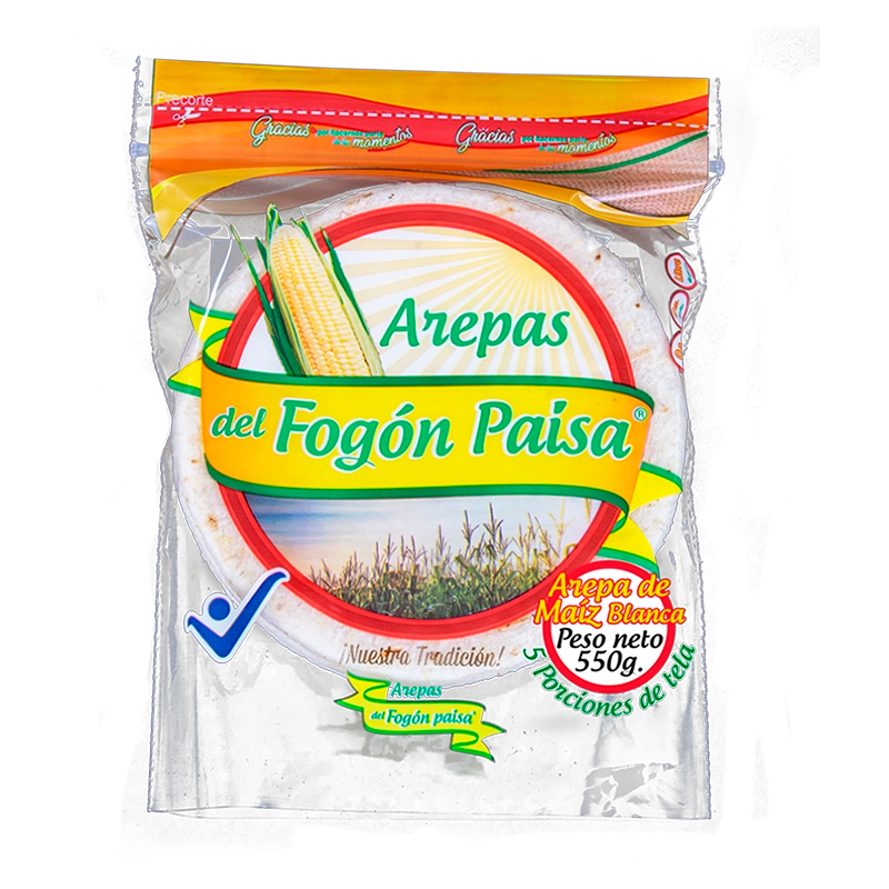 AREPA TELA BLANCA FOGON PAISA X 5 UND